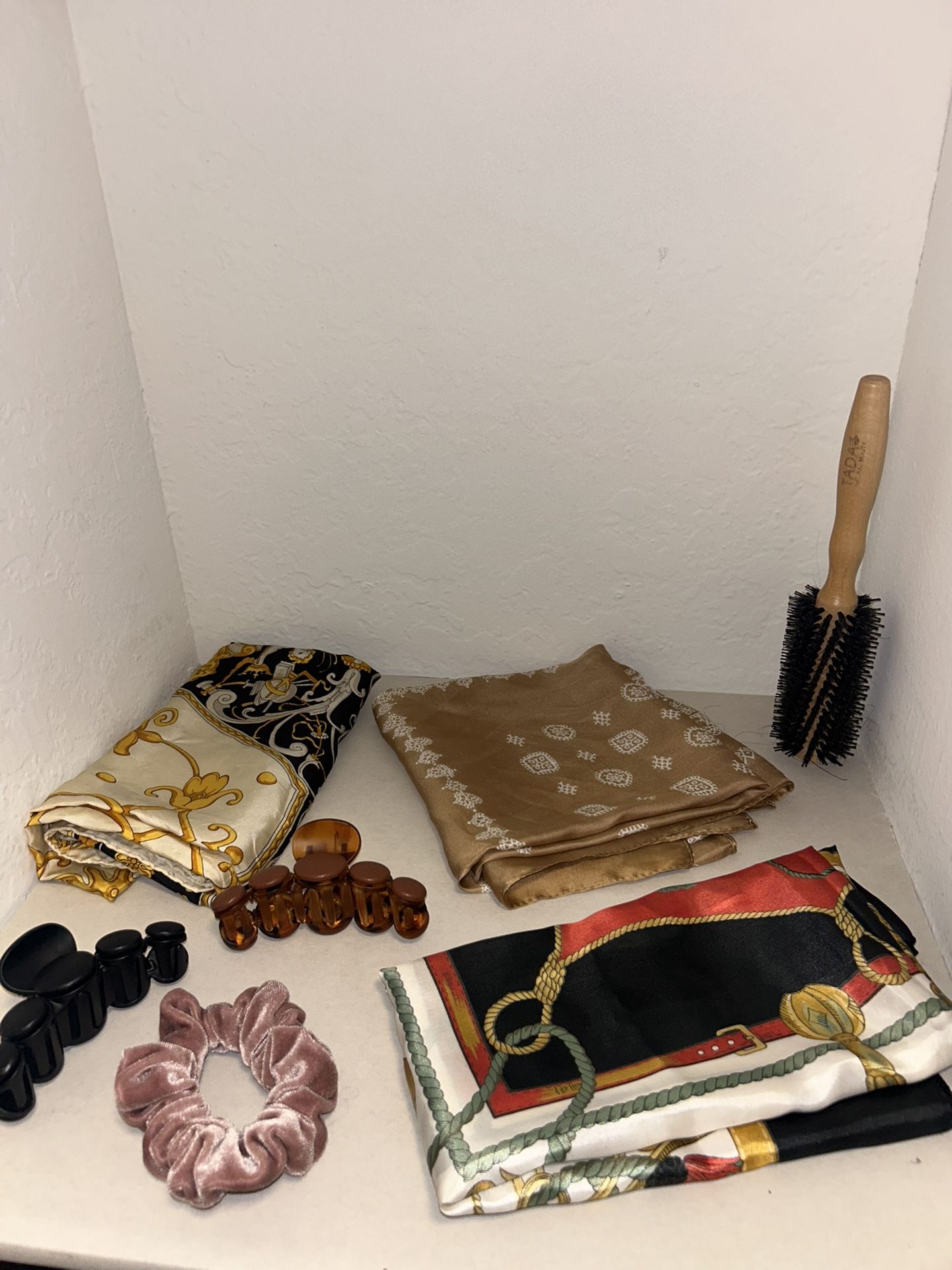 Woman’s Hair Accessories (Bandana, Scarf, Claw Clips, Scrunchie, Roller Brush)