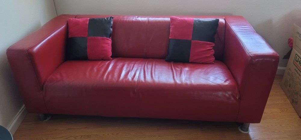 Red Leather Loveseat - Super Comfortable