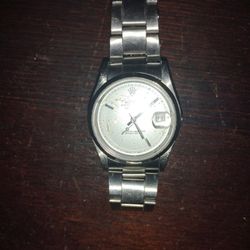 Mens Rolex Oyster Perpetual Date Stainless Steel Rare White Dial 34mm Watch