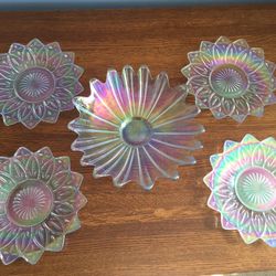 Five Piece Glass Salad Serving Set