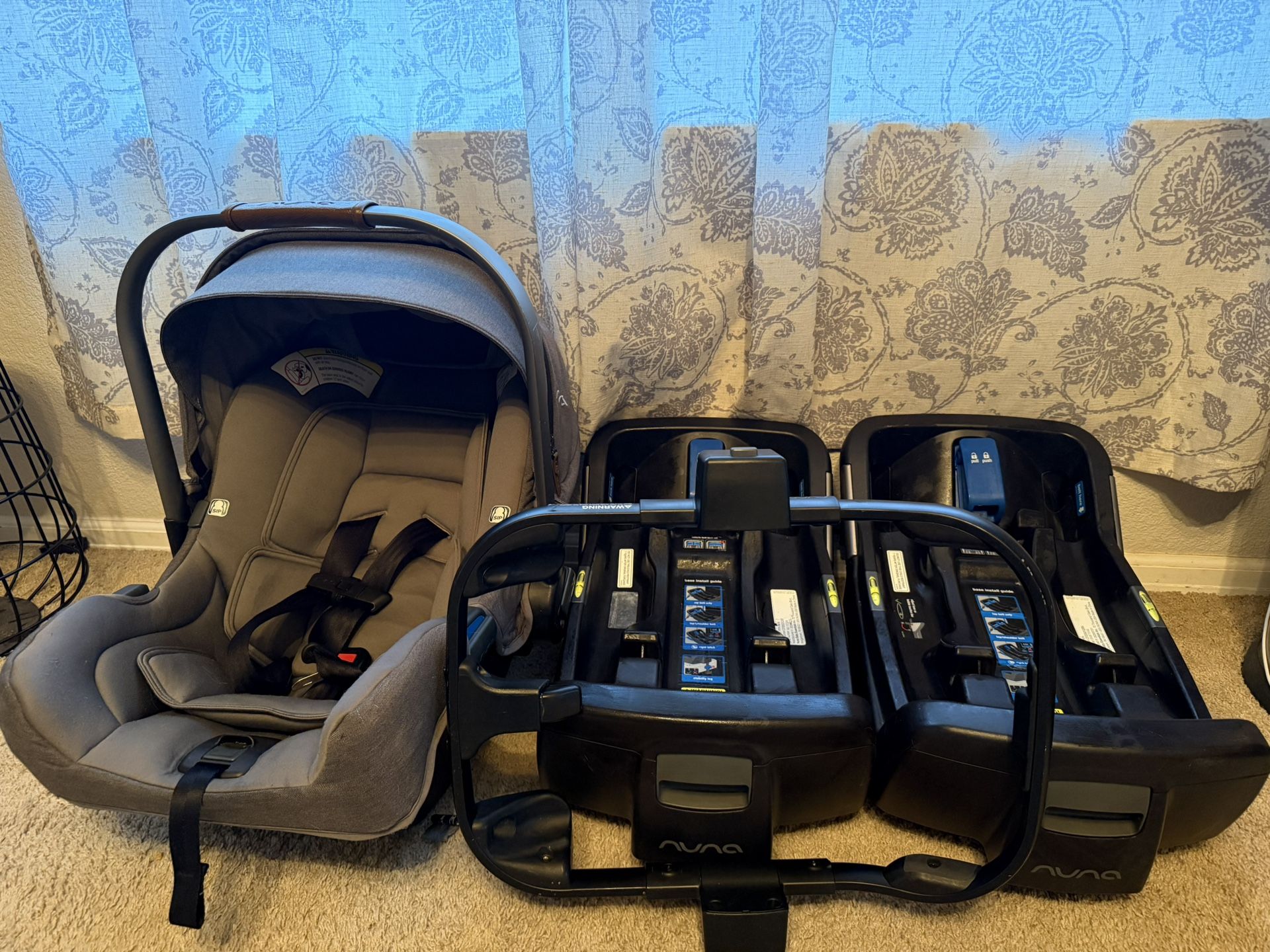 Nuna Pipa Car seat And Bases With Uppa Baby Adapter