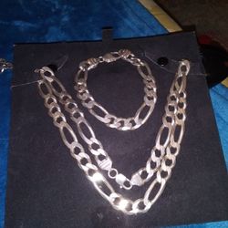 925 .big Set.italy. Chain.20 In..b. Bractelet.925 ..8 In 