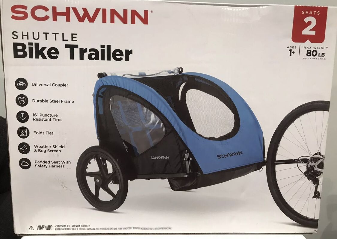 New in box Schwinn 2 Seater Shuttle Bike Trailer