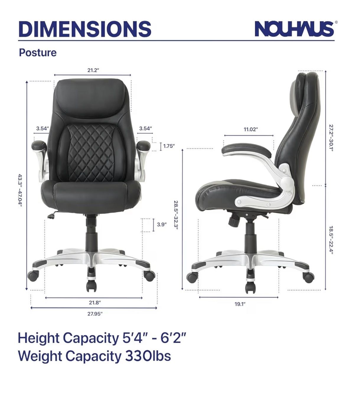 Ergonomic Black Office Chair PU Leather