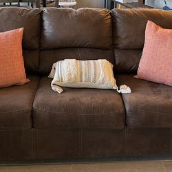 2 Ashley Brown Suede Leather Couches