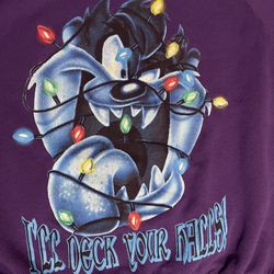 Vintage 1997 Taz Looney Tunes “I’ll Deck Your Halls” Christmas Sweatshirt 3xL 