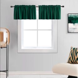 2 Panels -15 Inch Length Dark Hunter Green Blackout Valances for Windows - Bedroom Small Window Valances for Home Decoration(Emerald Green,42 x 15 Inc