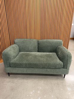 Luna Furniture Jade Green Chenille Modern Track Arm Loveseat