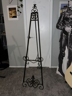 Spanish Colonial Large Wrought Iron Floor Standing Art Display Easel