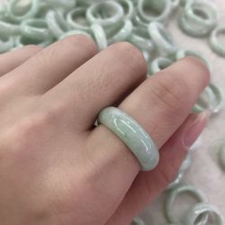 1 PCs Natural Green White Jade Jadeite Ring Size:4-11