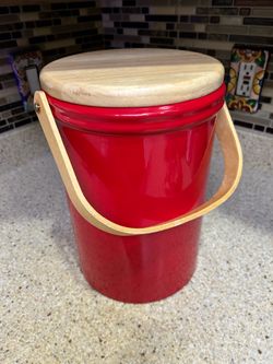 Vintage MCM Red Ice Bucket Georges Briard