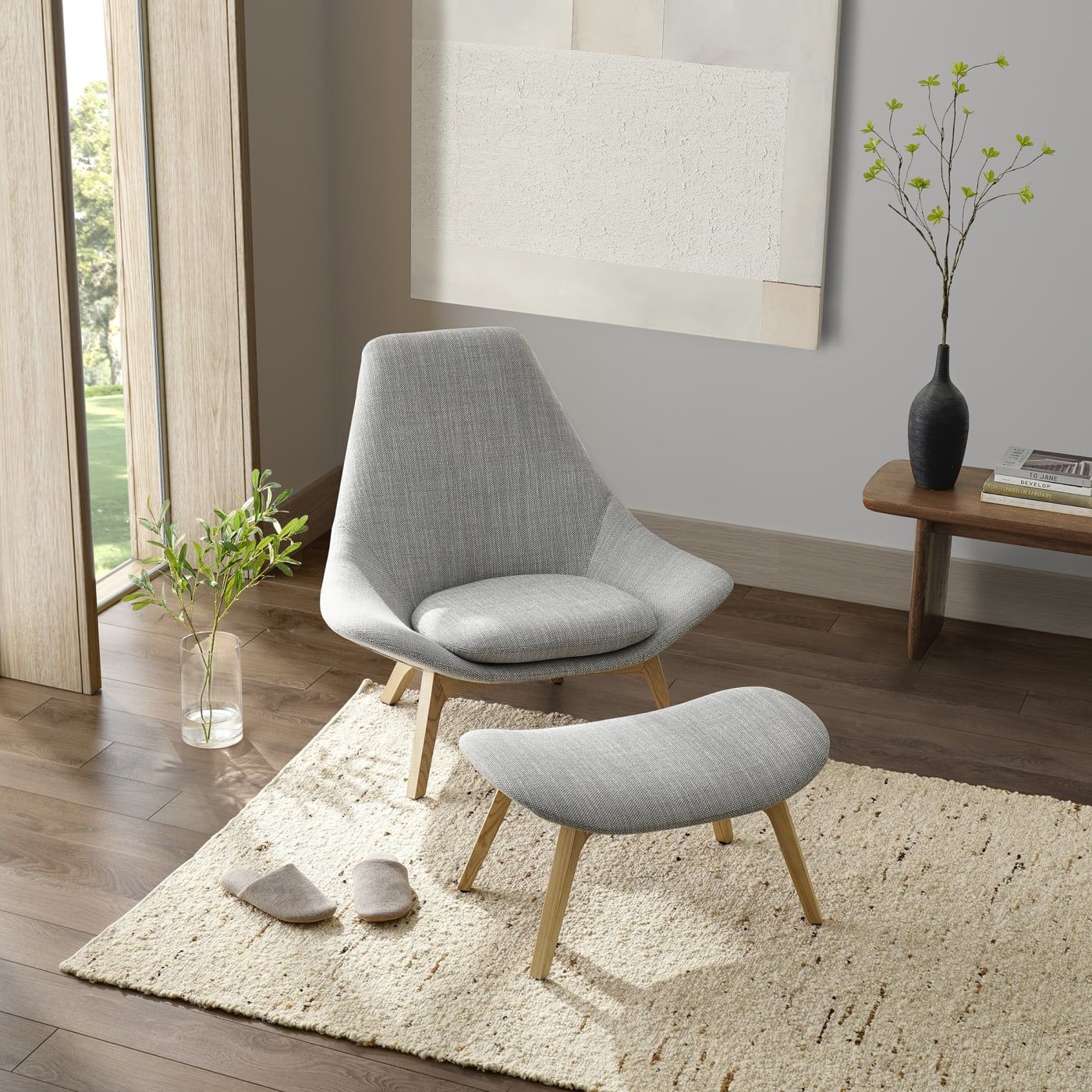 Castlery - Gable High Armchair & Ottoman Set