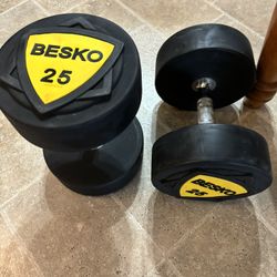 Pair Of 55 LB(25 KG) Rubber Dumbbell Weights 