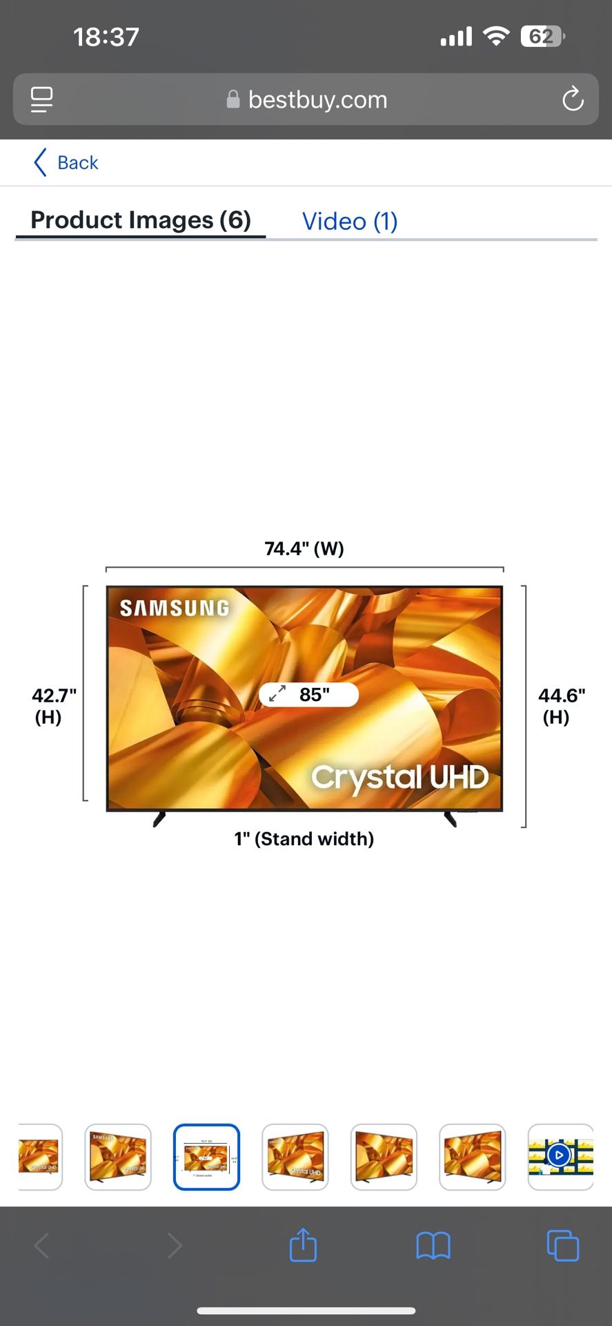Samsung 85” Class DU6950 Series Crystal UHD 4K Smart Tizen TV 