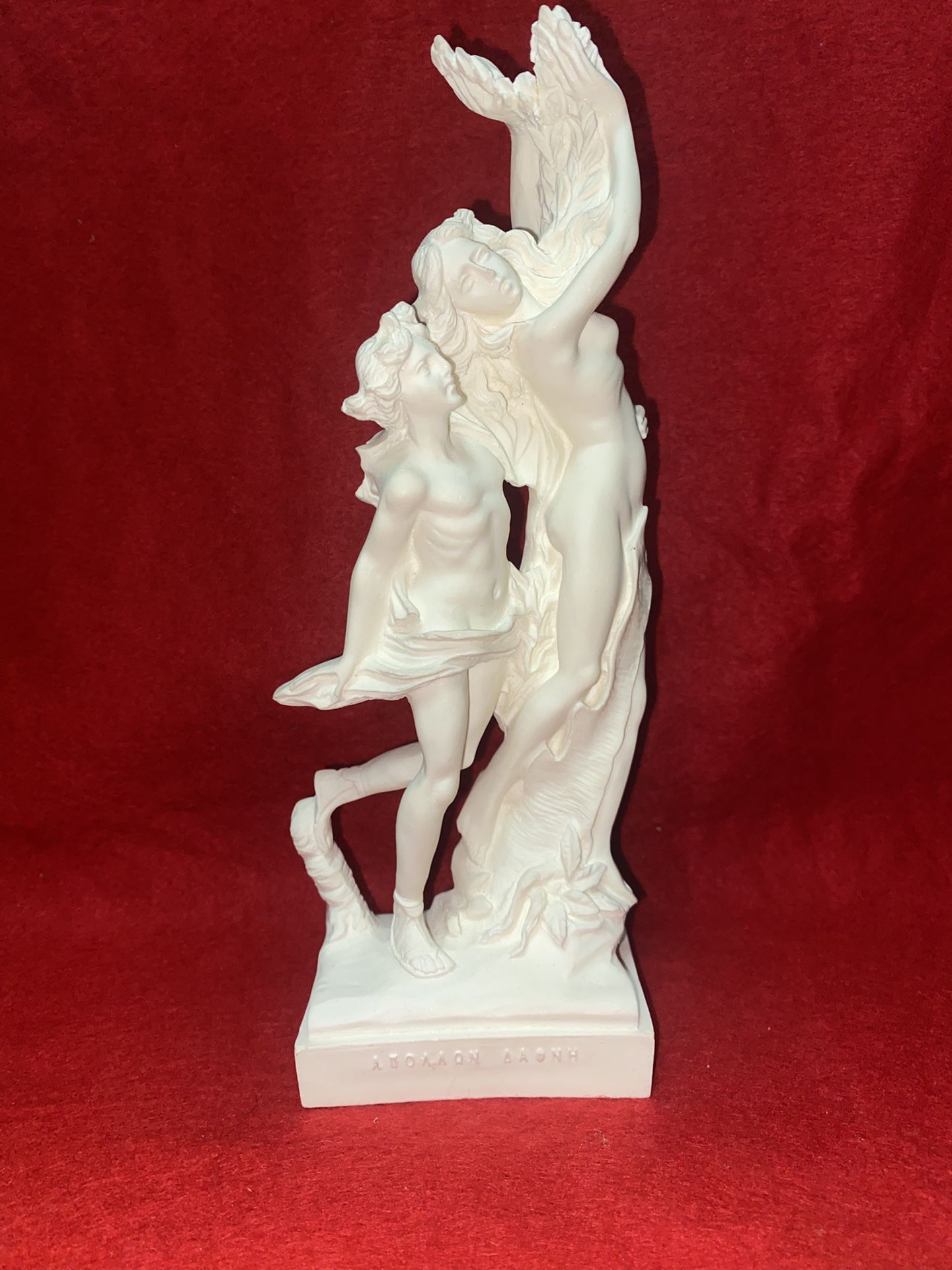 9 Inch Alabaster Greek Apollo & Daphni Figurine Imported From Greece