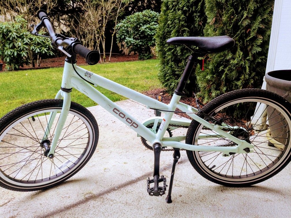 REI 20" co-op bike mint green with kickstand