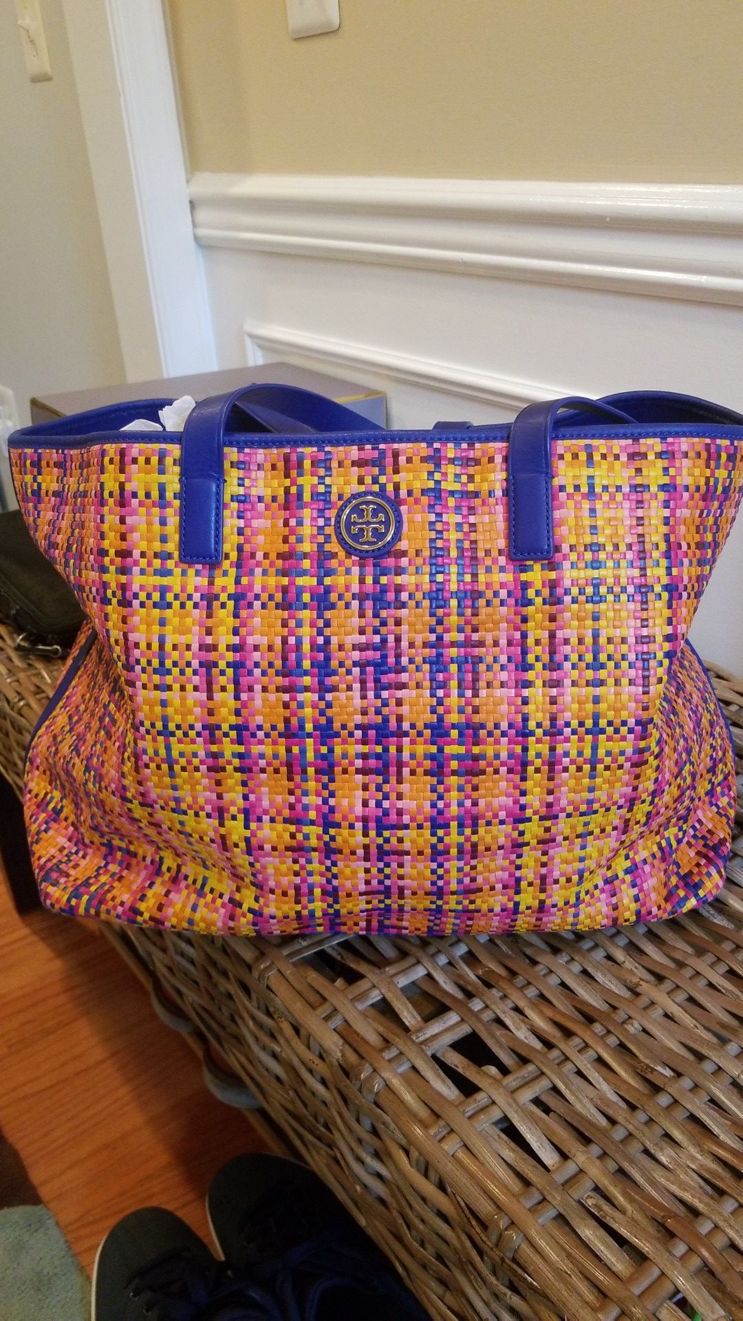 Tory Burch multi colored extra large tote bag