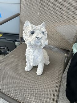 Garden Dog Statue White Terrier 12 Inches Height