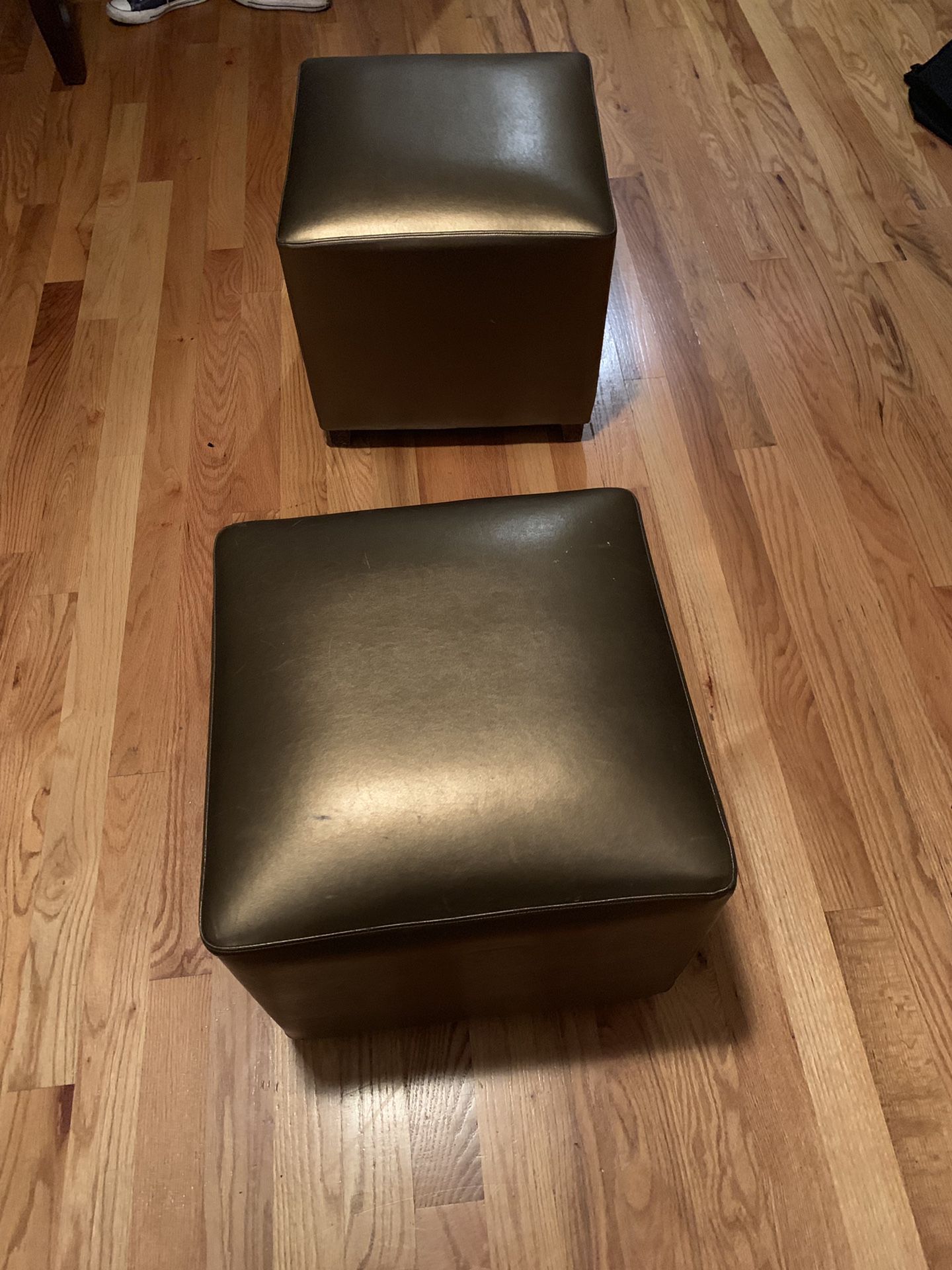 2 small leather ottoman cubes