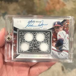 2023 Topps Sterling Nolan Ryan Auto Serial # 1/5 Quad Game Worn Relic . Sick Sick Card!! 