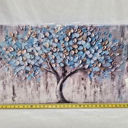 Tree of Life Canvas Wall Art - Abstract Light Blue Artwork for Living Room Bedroom Decor 20x40