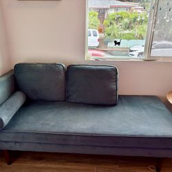 Velvet Blue Chaise Lounge Sofa