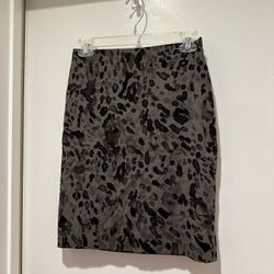 Ann Taylor Brown Leopard Print Silk Pencil Skirt