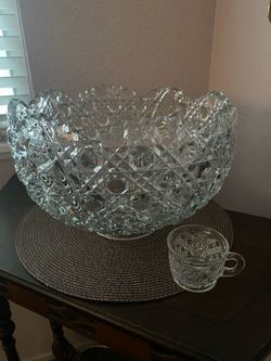 Large Crystal Punch Bowl