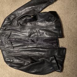 Men’s Black Leather Jacket - Size XL