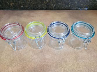 Clear glass Jar with wire clasp lead
