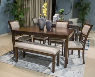 Langwest Dining Table And 4 Chairs And Bench (6 pcs)