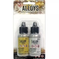 Tim Holtz Mixatives Alloys Alcohol Inks Set Of 2 .5 FL OZ Metaliv Gold & Silver 