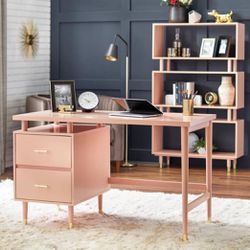 Blush Pink Mid Century Modern Desk or Vanity 