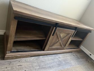Modern Farmhouse Barn Door TV Stand for TVs up to 80" Rustic Oak
