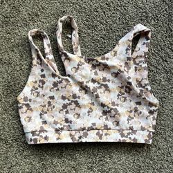 White and yellow floral sports bra 