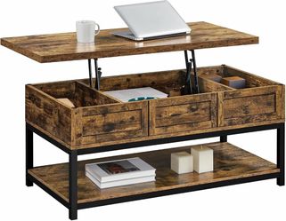 NEW IN BOX Topeakmart Wooden Lift Top Coffee Table Accent w/ Hidden Compartments 41" Rustic Brown