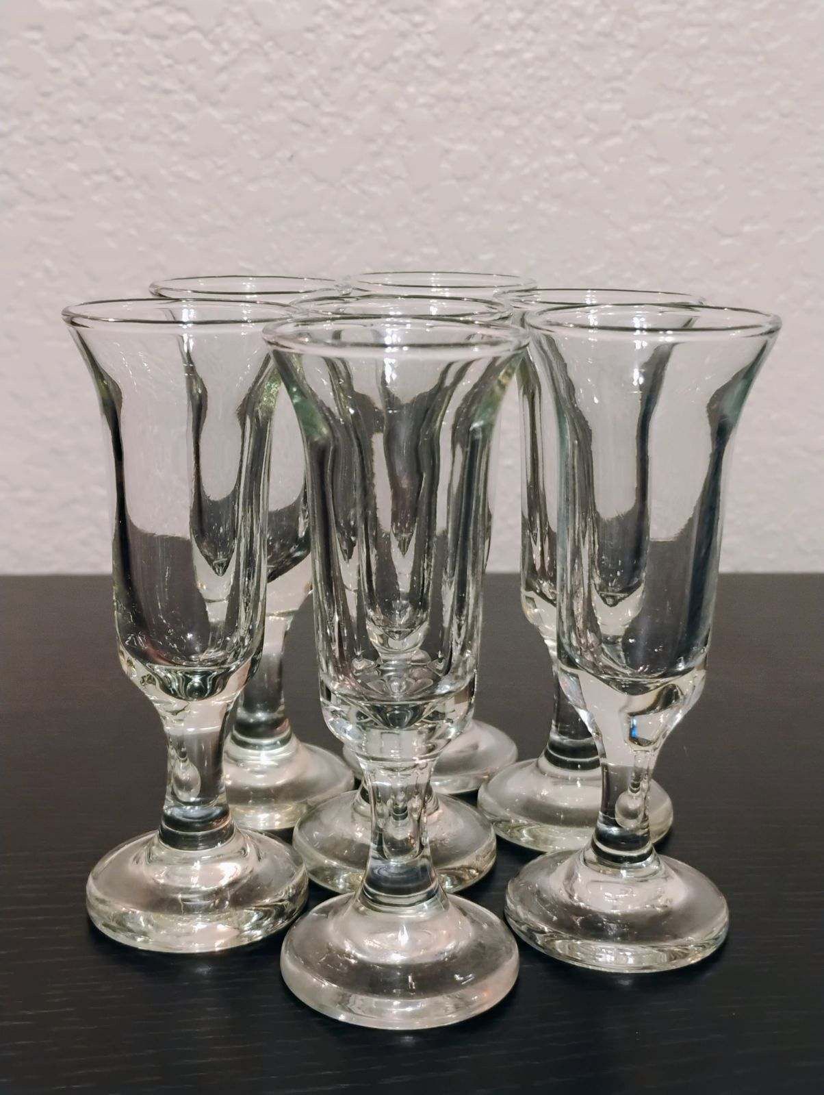 Vintage Set Of 7 Clear Port Glasses