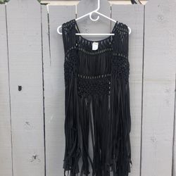 Black Fringe Vest