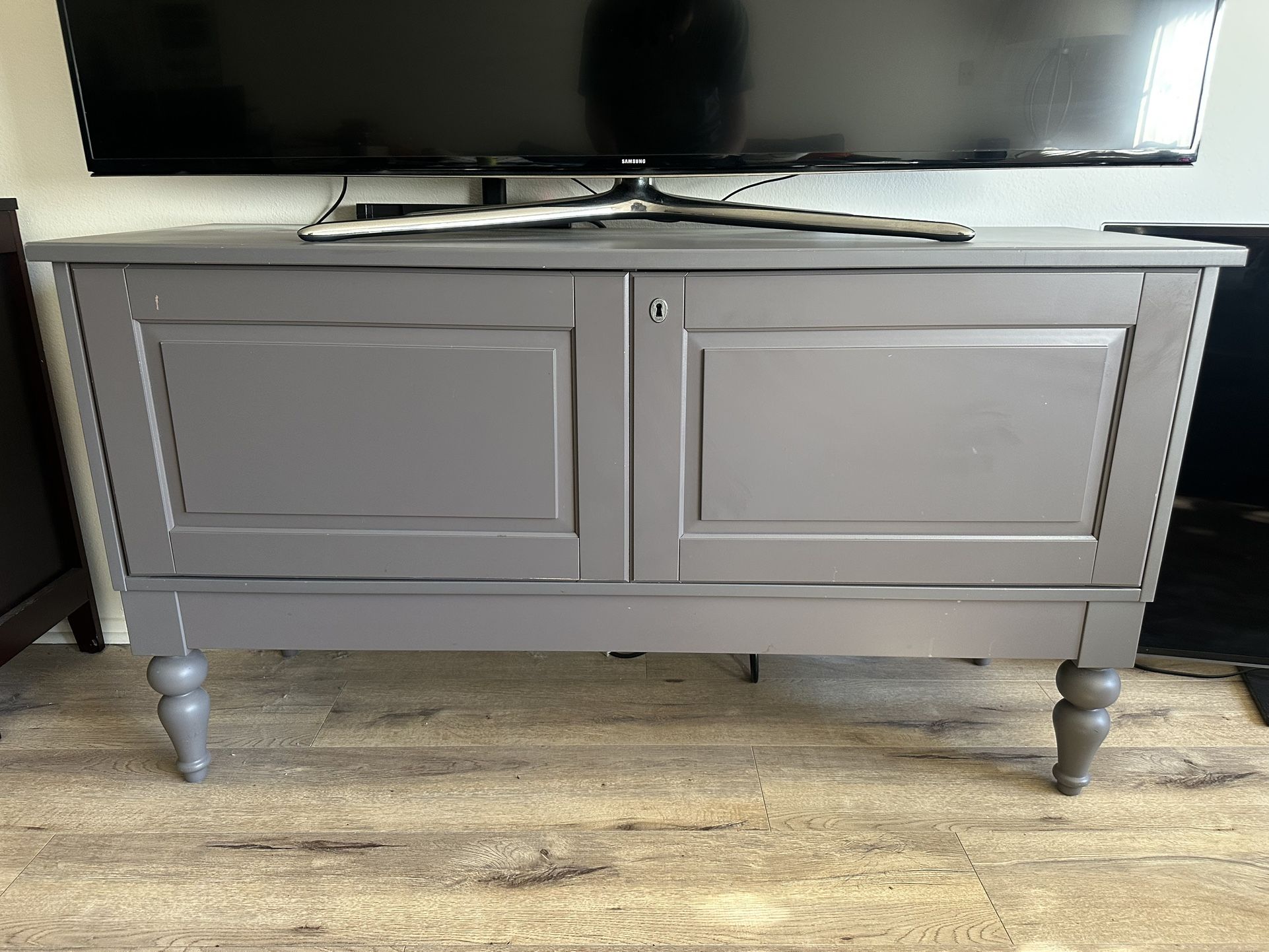 Gray TV Stand with Storage