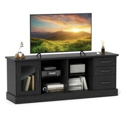 Brand New In The Box 63 Inches Media Console Table with 3 Drawers and 2 Glass Shelves