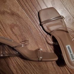 Steve MADDEN SZ 7.5 Biege Clear Straps  Shoes 