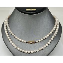 Mikimoto 36" Akoya Cultured 6mm Pearl Strand Necklace w/18K Yellow Gold Clasp