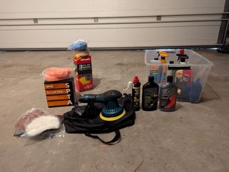 Cordless polisher buffer car detailing kit