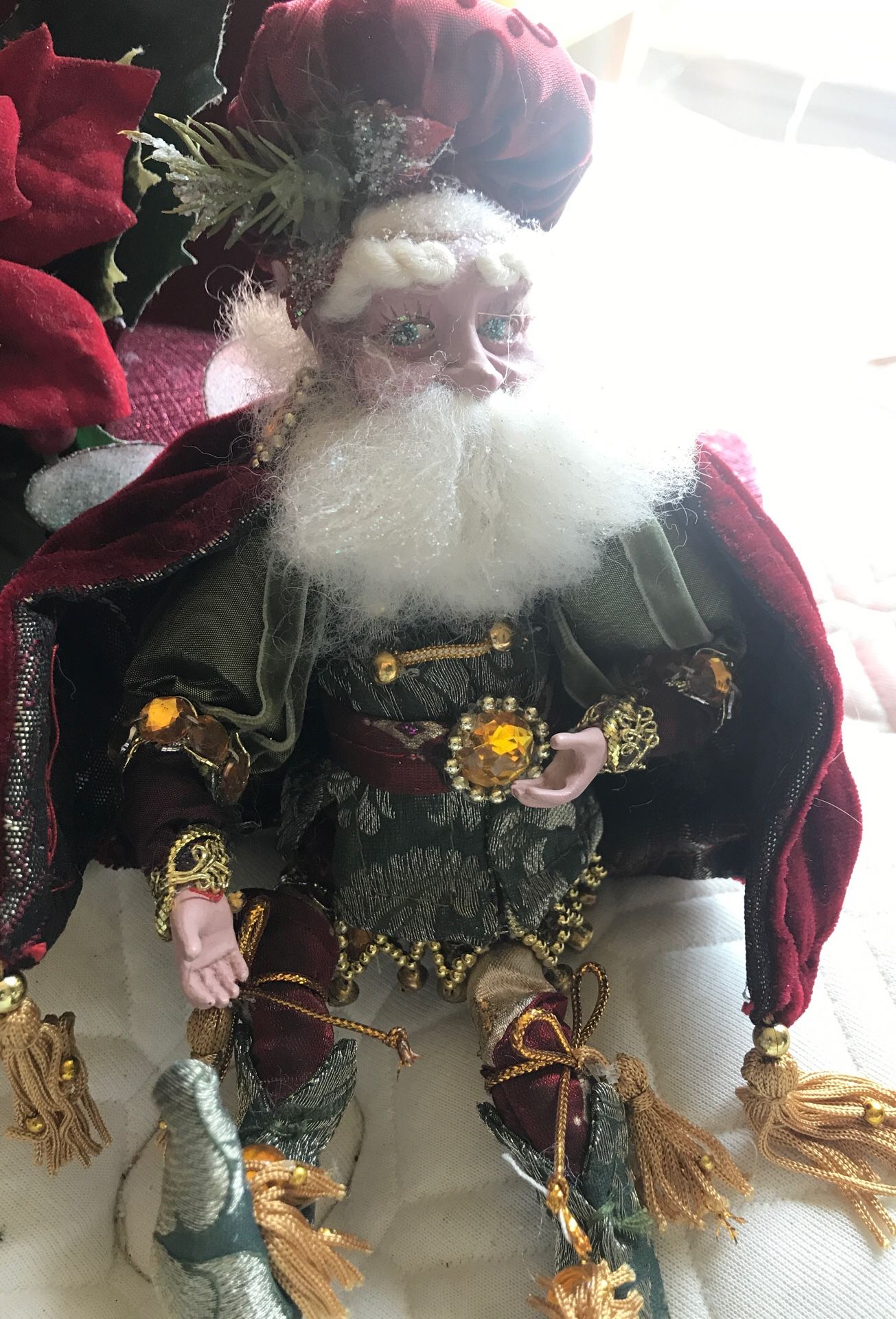 Marc Jacobs Christmas elf collections. Caped, tasseled, bling, full beard, painted face, Santa.