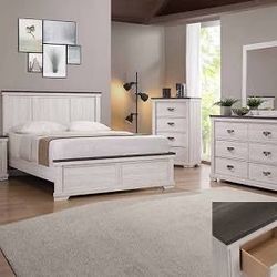 4 PCs Bedroom Set Dresser Mirror Queen Bed & Nightstand. ( FINANCING OPTIONS )