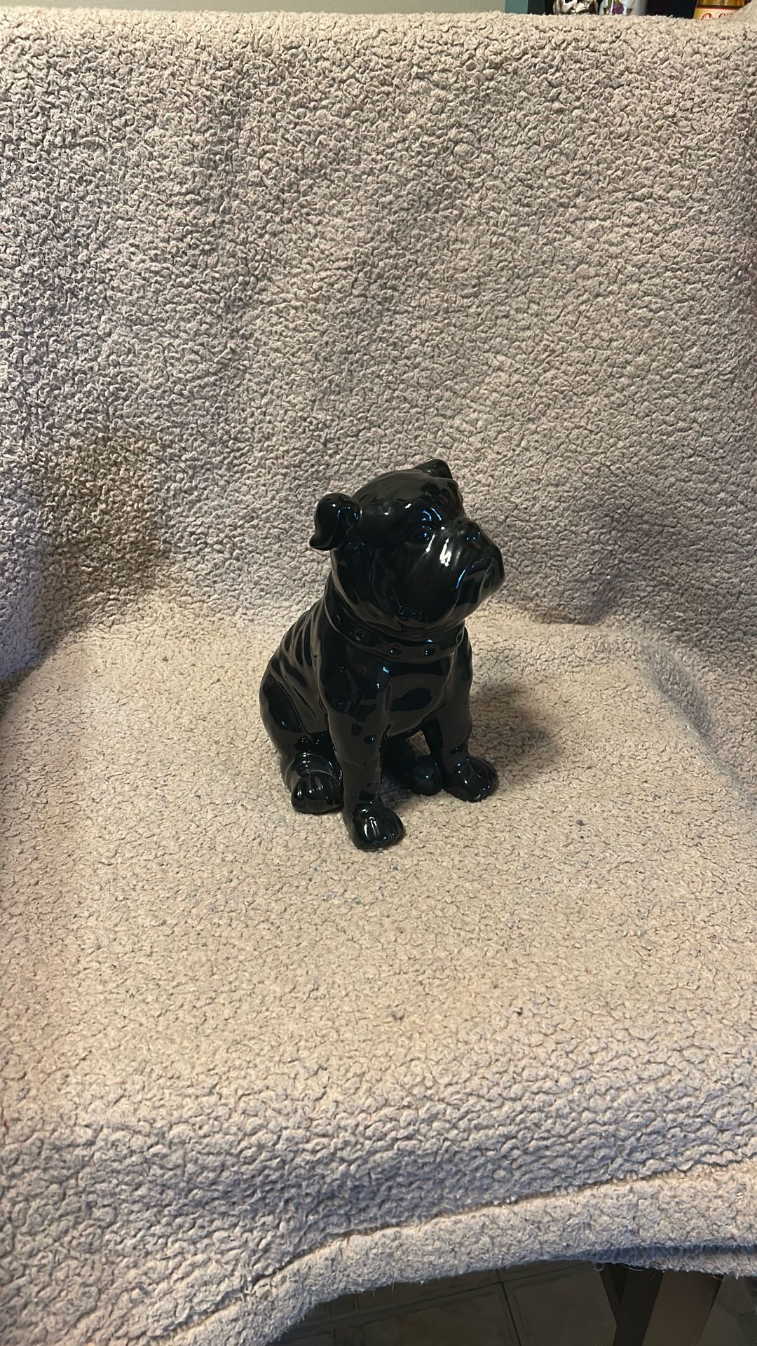Cute Black Bulldog Statue 8 Inches Tall