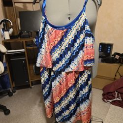 Charlotte Russe Blue and Orange Patterned Dress