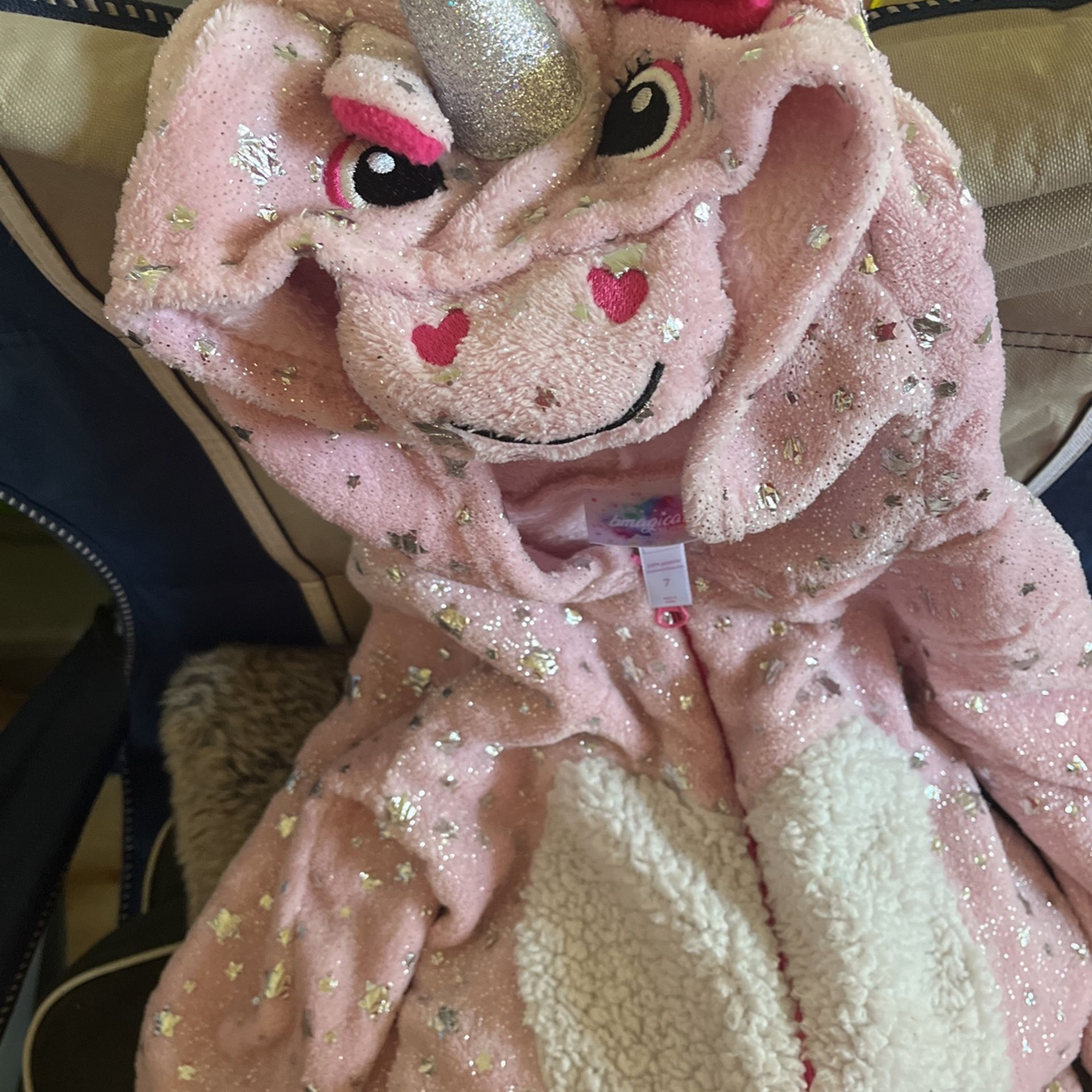 Pink Unicorn Pj Romper Size 7, 2 Dresses Size 6x