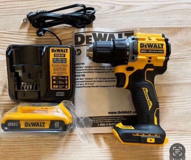 Dewalt New Kit Drill Driver Atomic Brushless,battery And Charger Nuevos