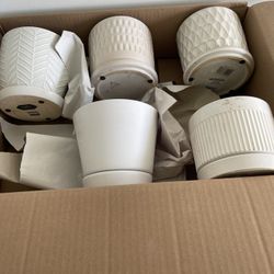 16 White/Cream Flower Pots Various Sizes